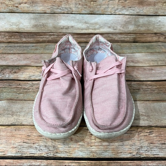 Hey Dude Pink Wendy Linen Loafers - Picture 5 of 9